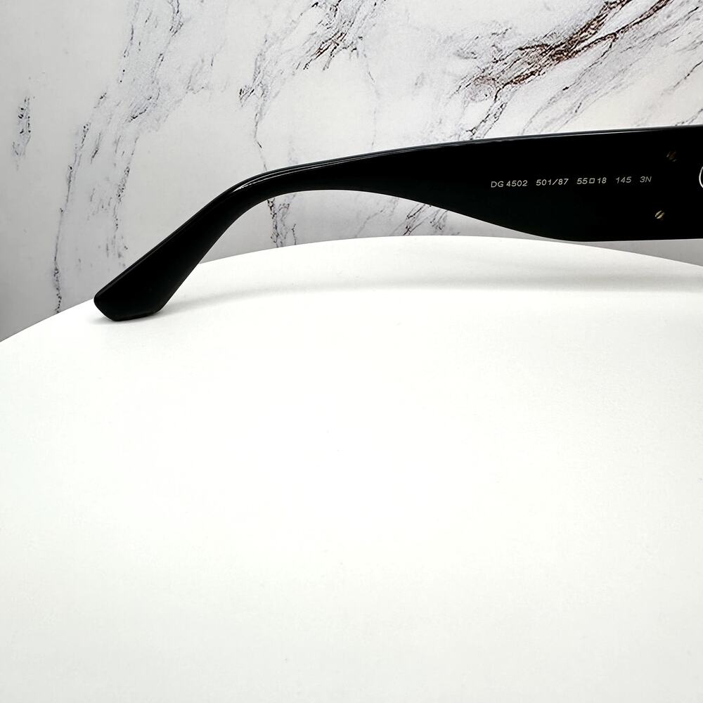 New Dolce & Gabbana Sunglasses Black Oval Acetate Gold Metal DG Gray Lens - Picture 9 of 16